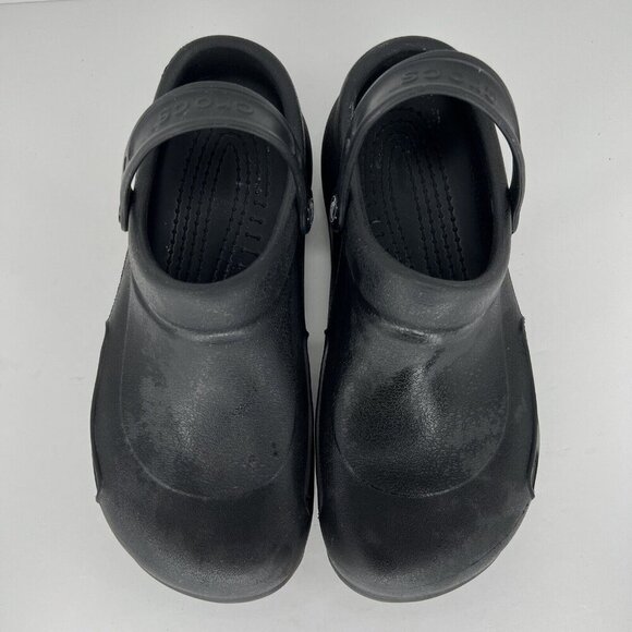 Crocs At Work Solid Black Classic Bistro Clogs Mens Size 9 Women’s Size 11 - Picture 5 of 9
